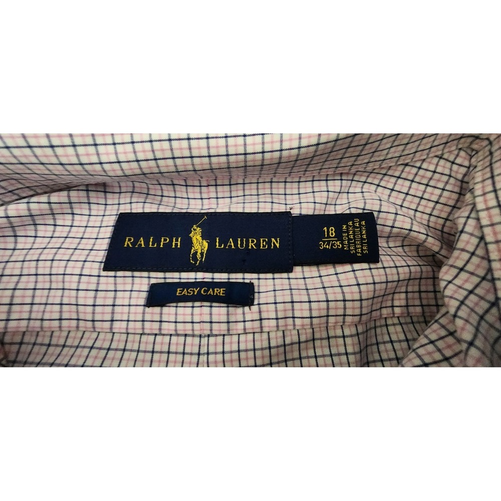Ralph Lauren Men's Dress Shirt 18 34/35 XXL Pink Blue Check Long Sleeve Button - Picture 6 of 10